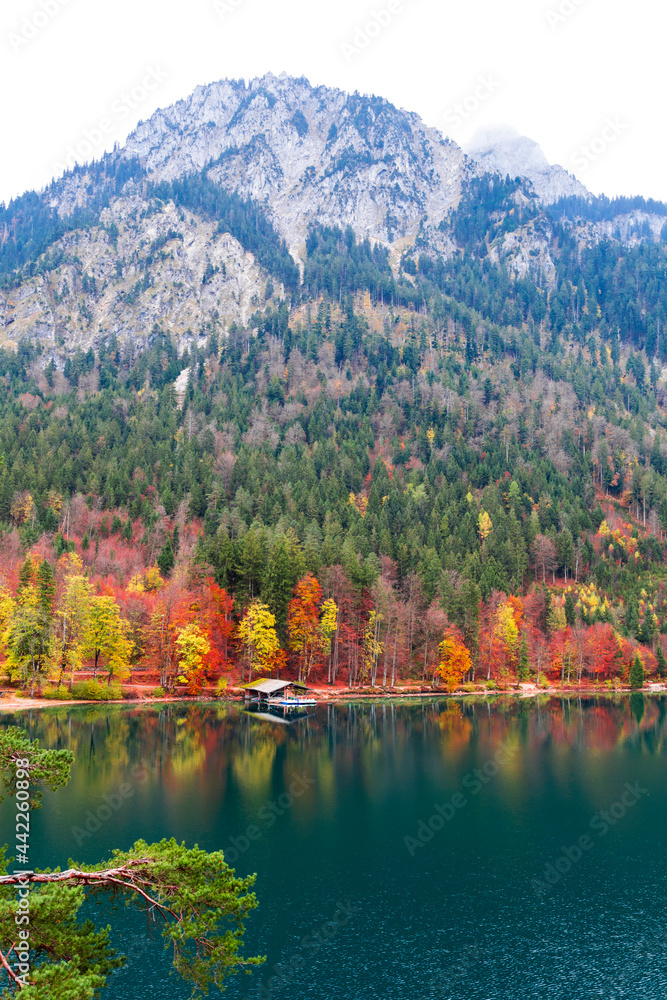 Alpsee lake in Bavarian alps at autumn, Fussen, Schwangau - Germany.