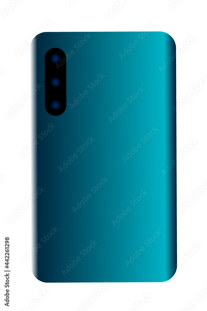 Blue smartphone with three cameras isolated on white background. Blue smartphone with three cameras isolated on white background.