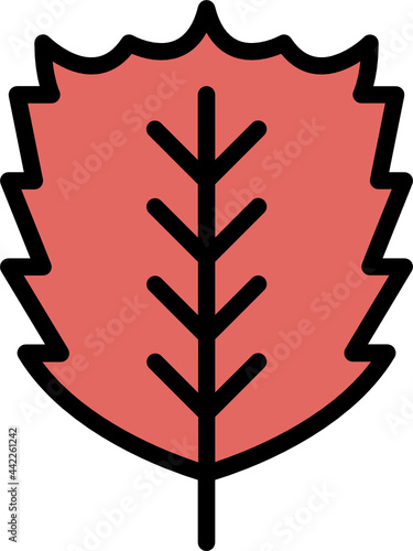 elm leaf color outline icon