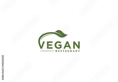 vegan restaurant logo template in white background