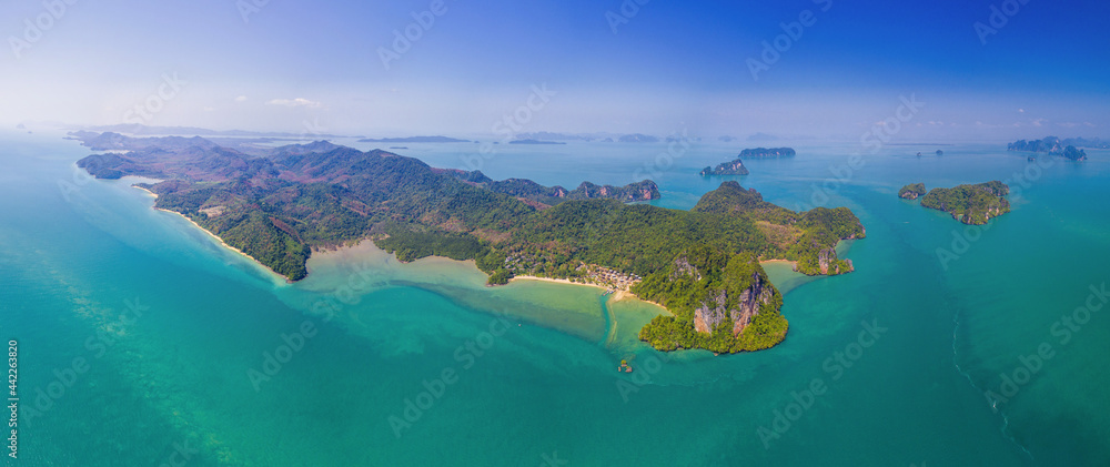 Koh Yao Noi, Phuket, Thailand Panoramic View aerial drone uav tropical paradise ko yao noi thai island - obrazy, fototapety, plakaty 
