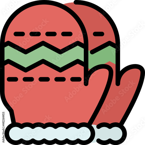 mittens color outline icon