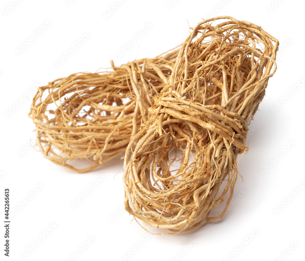 bunch of dried vetiver roots isolated on white background bunch of dried vetiver roots isolated on white background