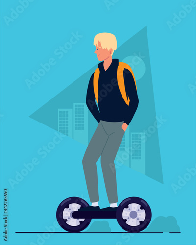man on electric hoverboard