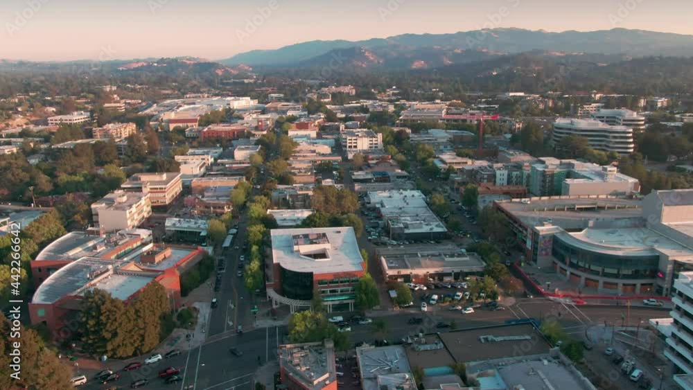 Aerial: flying over downtown Walnut Creek. California, USA Aerial: flying over downtown Walnut Creek. California, USA