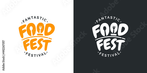 Food festival logo vector template. Design for banner, greeting cards or print.