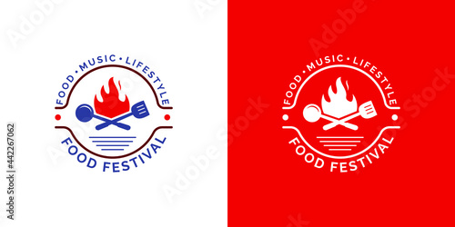 Food festival logo vector template. Design for banner, greeting cards or print.