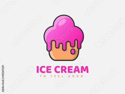 Ice Cream Logo Design Concept For Cup Ice Cream, Minimal Ice Cream Logo, Simple Flat Design Ice Cream Logo