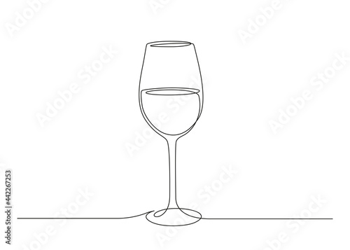Continuous one line drawing of Wine glass. Editable stroke Vector illustration