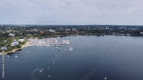 Morning  Aerial Sunrise footage of a Sailing Club in Australia  Sailing Yacht Boat River photo