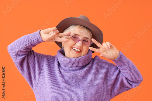 Portrait of stylish senior ...