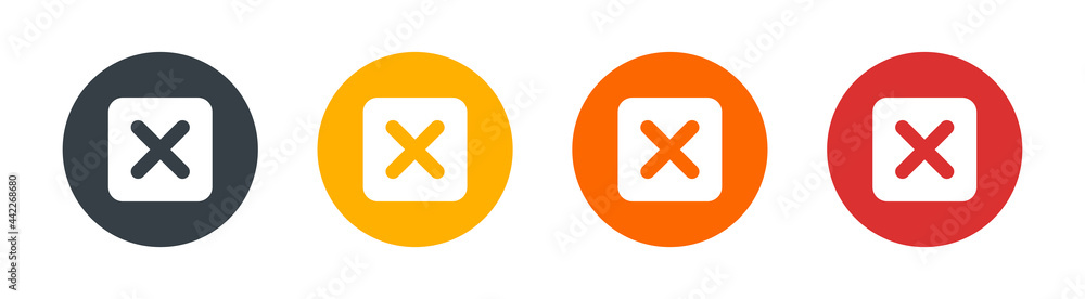 Close or delete button set. Vector illustration Close or delete button set. Vector illustration