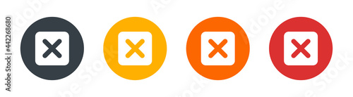 Close or delete button set. Vector illustration