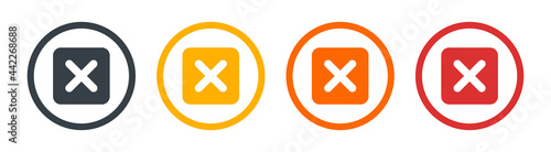 Cross mark button symbol of close, cancel, delete and error icon vector illustration.