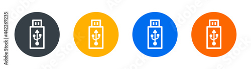 Usb flash drive icon. Digital flash stick flat design isolated on white background.
