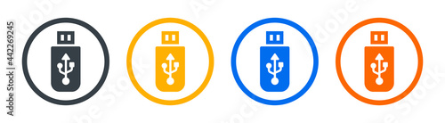 Usb memory stick icons set. Data storage symbol vector illustration