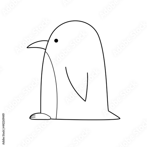 左を向いたペンギンの線画イラスト