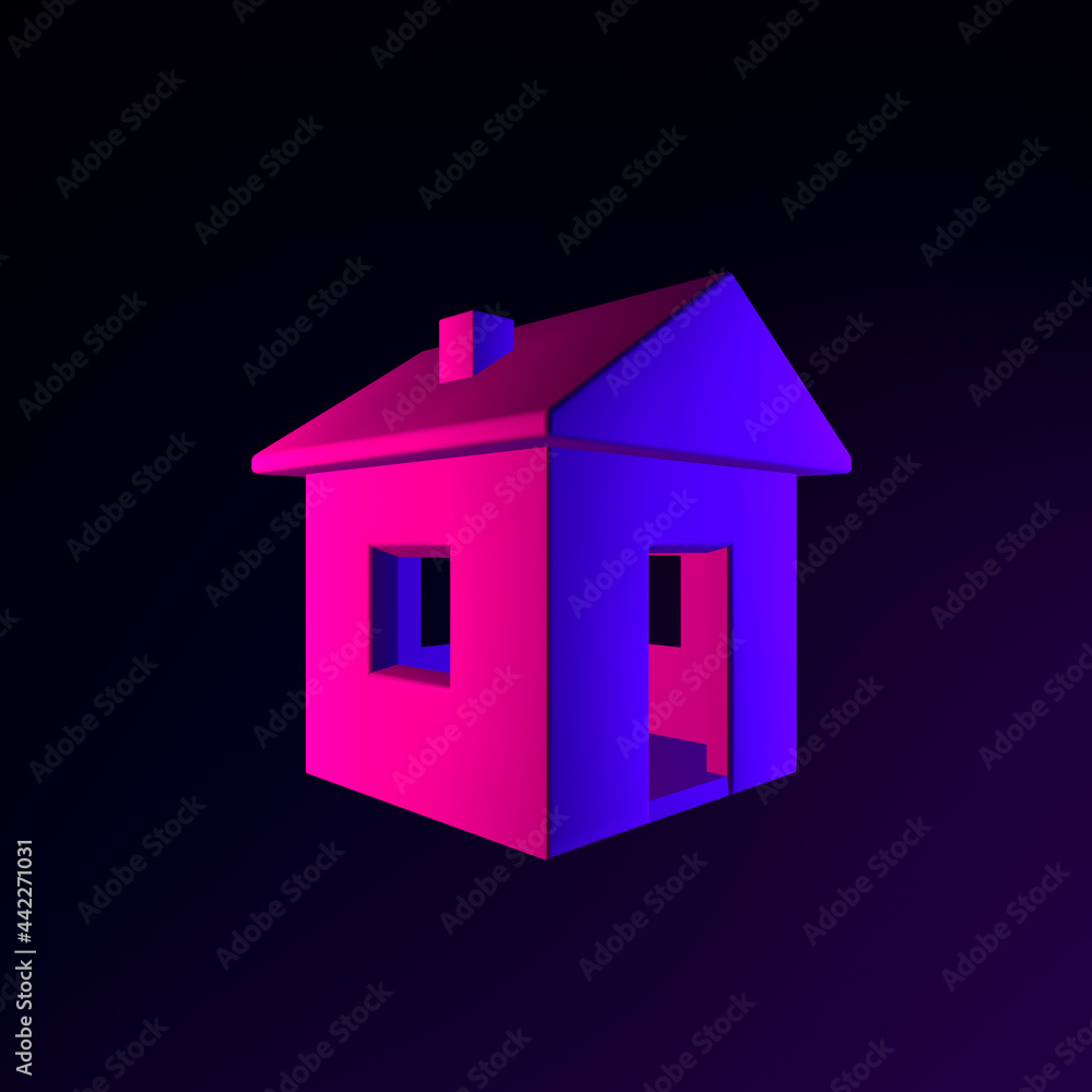 Neon house icon. 3d rendering ui ux interface element. Dark glowing symbol. Neon house icon. 3d rendering ui ux interface element. Dark glowing symbol.
