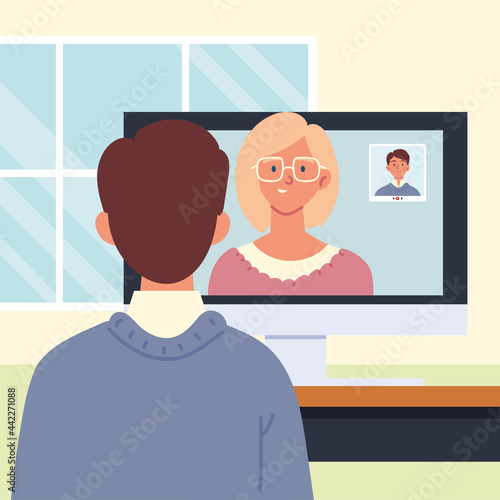 online job interview man
