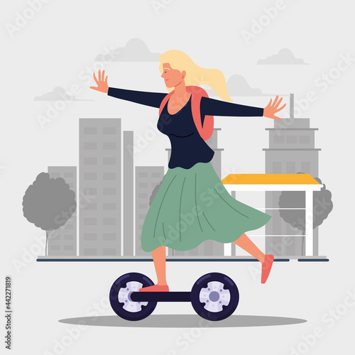 funny girl riding hoverboard