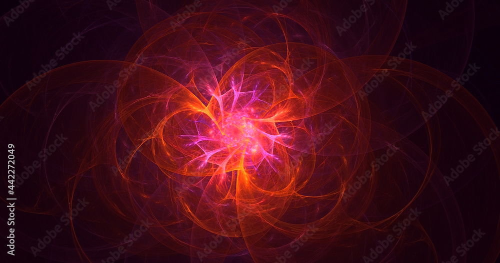 3D rendering abstract red fractal light background