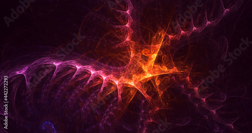 3D rendering abstract red fractal light background