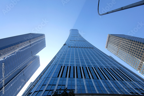 Looking up and shooting the skyscraper China Zun Building