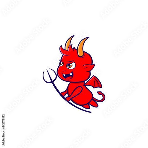 illustration of cute demon isolated on white background