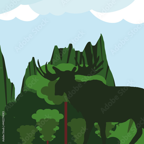 silhouette moose green landscape