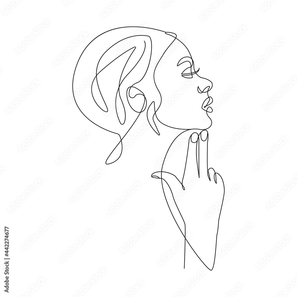 Female Face Line Art Drawing. Woman Face Minimalist Illustration. Woman Minimal Sketch Drawing. Abstract Single Line, Home Decor, Wall Art. Vector EPS 10 Female Face Line Art Drawing. Woman Face Minimalist Illustration. Woman Minimal Sketch Drawing. Abstract Single Line, Home Decor, Wall Art. Vector EPS 10