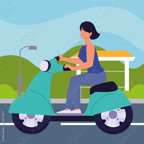 woman on motorbike scooter