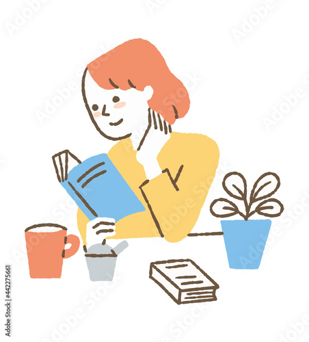 本を読む若い女性