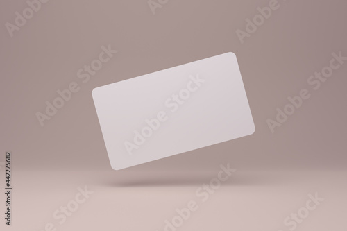 Realistic rounded corners floating business branding card mockup with shadows for graphic design template. Blank credit card mockup over a neutral background. 3D rendering