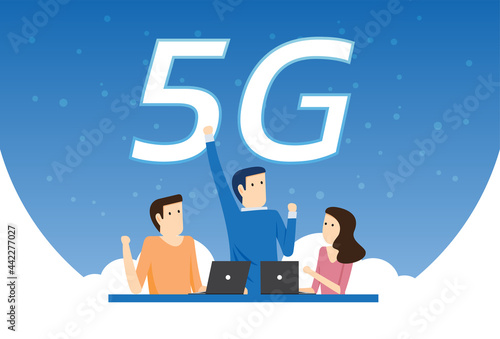 Place of work business people working with 5G network