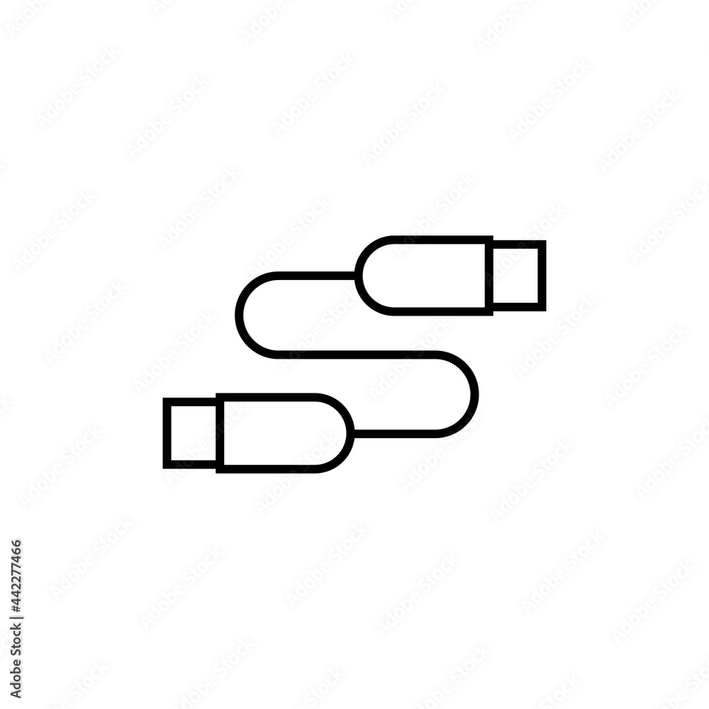 USB data cable port. Universal computer cable. White background. Trendy flat isolated outline symbol can be used for: illustration, sign, logo, mobile, app, design, web, dev, ui, ux. Vector EPS 10 USB data cable port. Universal computer cable. White background. Trendy flat isolated outline symbol can be used for: illustration, sign, logo, mobile, app, design, web, dev, ui, ux. Vector EPS 10