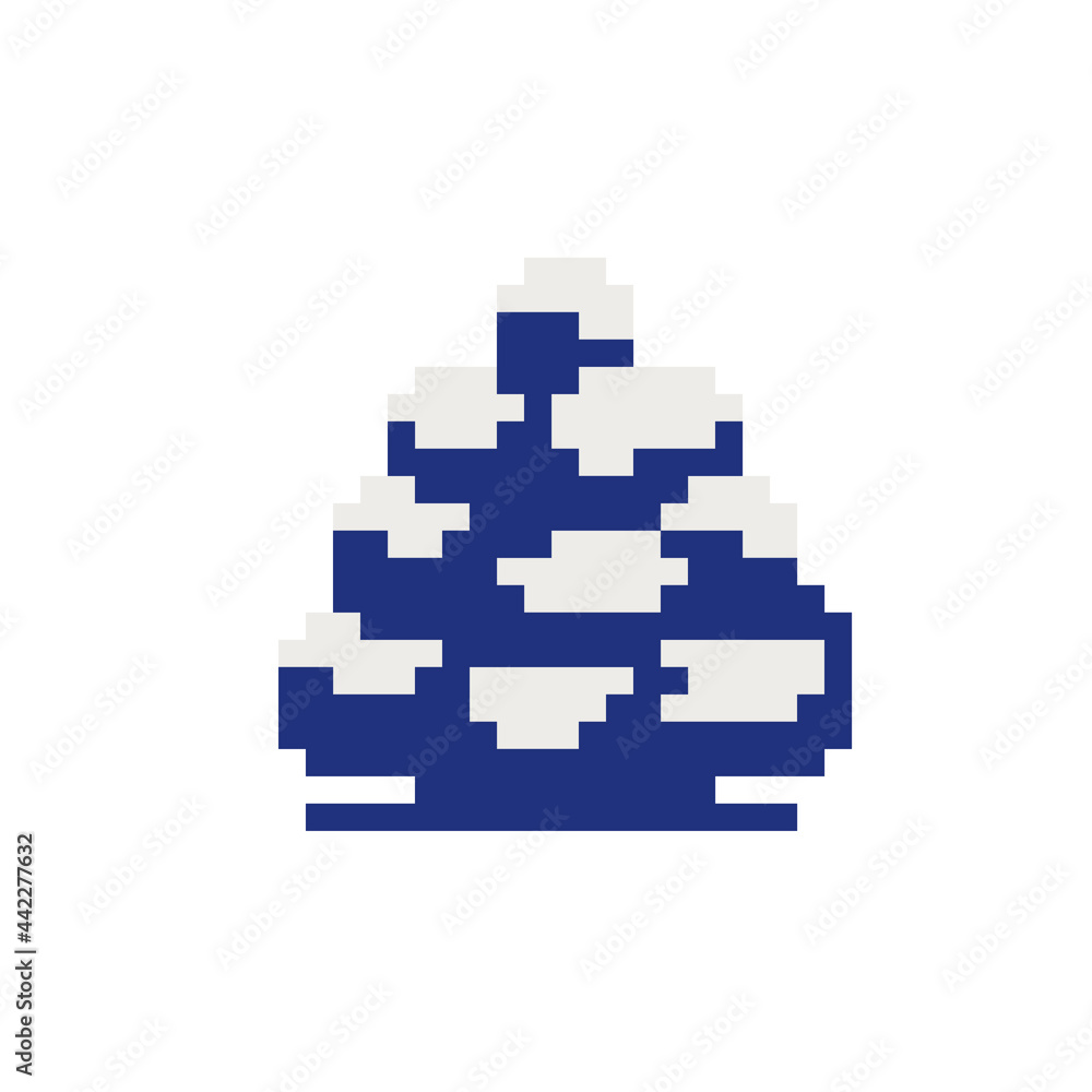 Snowy spruce with snow. Winter mood. Pixel art style. Isolated vector illustration Snowy spruce with snow. Winter mood. Pixel art style. Isolated vector illustration