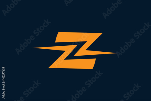 Electric Logo, abstract letter Z negative space from two lightning bolt , electric design logo template, vector illustration