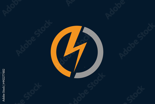 Electric Logo, abstract letter s, circle and lightning bolt combination , electric design logo template, vector illustration