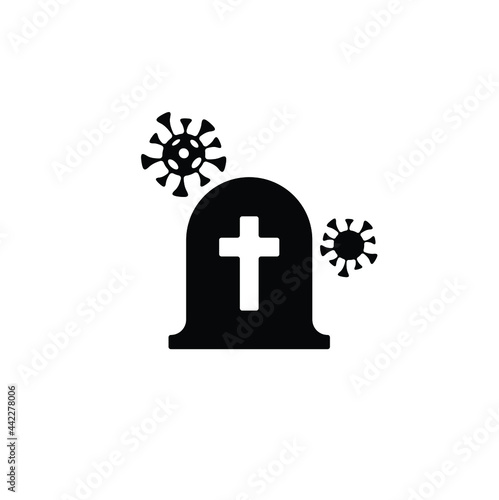 Grave of Covid death icon in trendy flat style isolated on white background. Symbol for your web site design, logo, app, UI. Vector illustration, EPS photo