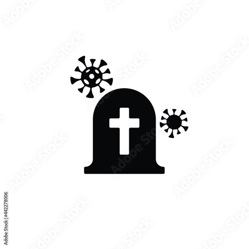 Grave of Covid death icon in trendy flat style isolated on white background. Symbol for your web site design, logo, app, UI. Vector illustration, EPS