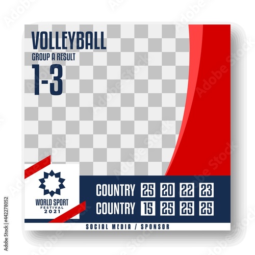 social media template for world sports festival. olympic sport match result vector template.