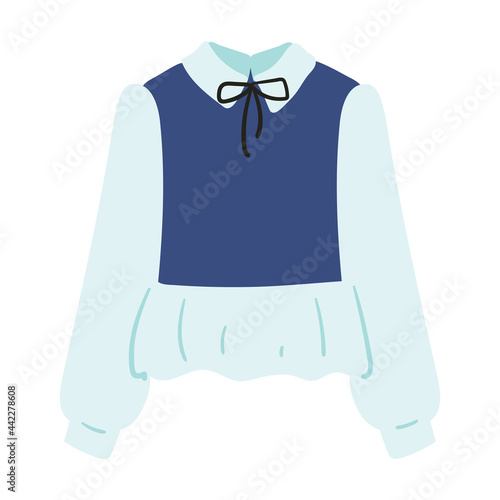 cute cartoon of blue blouse for woman