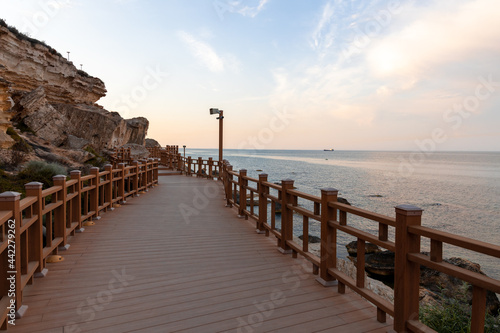 Aktau rock trail at sunrise time  Kazakhstan.