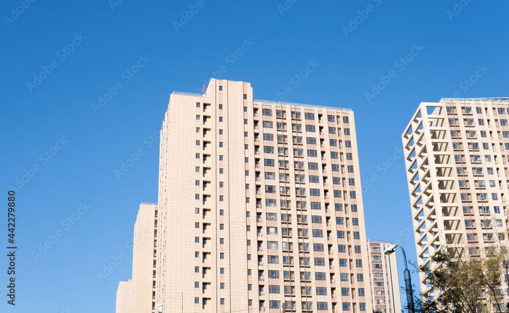 Urban residential area under the blue sky