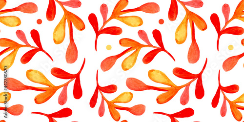 seamless pattern with autumn watercolor bright foliage  for textiles or for the background