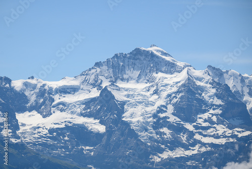 peak of Jungfrau with glaciers in the Bernese Alps
