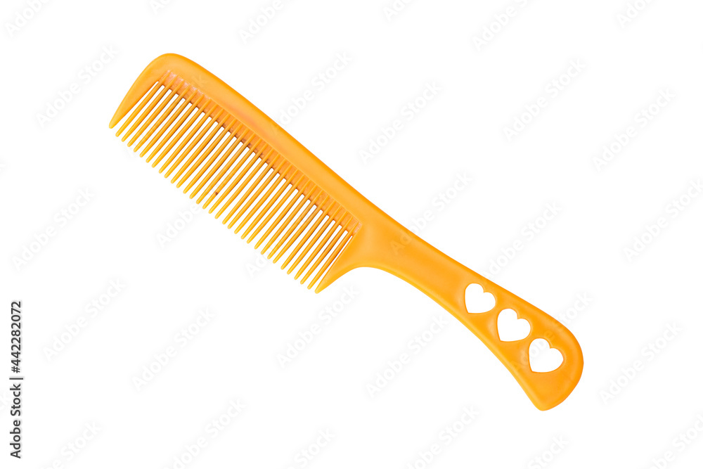 yellow plastic hair comb isolated on white background yellow plastic hair comb isolated on white background