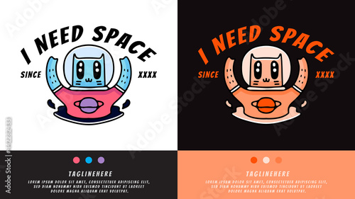 astronaut cat in hype style. illustration for t shirt, poster, logo, sticker, or apparel merchandise.