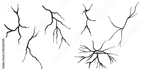 Set of hand drawn cracks Isolated on white background. vector illustration