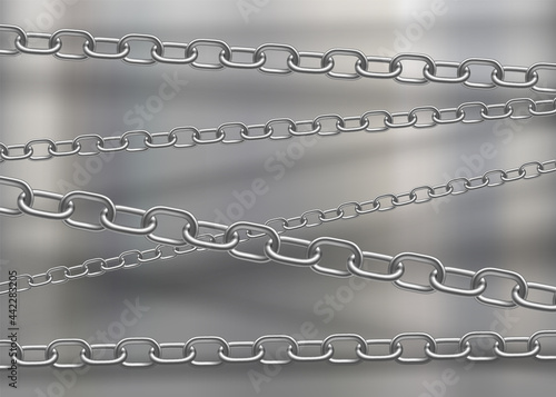 Steel chains on the background of a metal plate